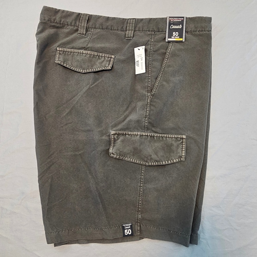 Roundtree & Yorke 50 Big Man‎ Smoky Grey Cargo Shorts 9" inseam NWT $69 L868